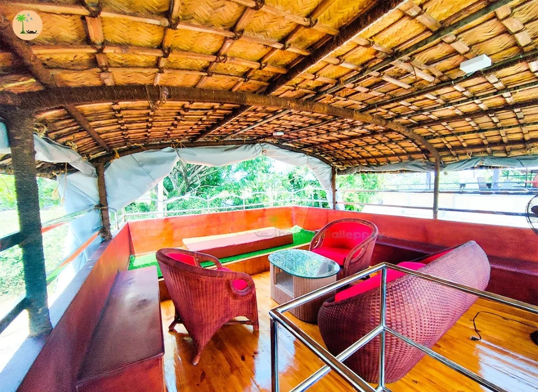upper deck area in 2 bedroom houseboat alleppey
