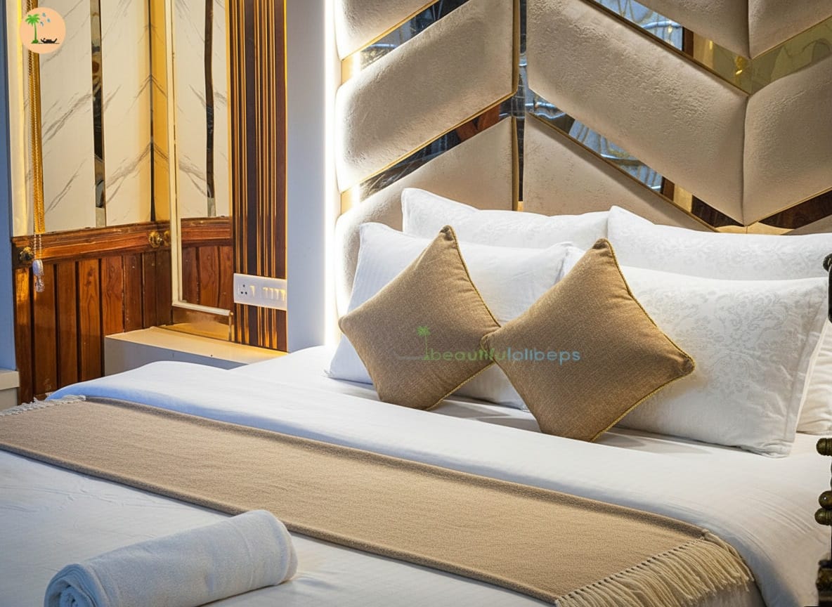 Bedroom - Benz (3) premium 1 bedroom ac houseboat in alleppey for honeymoon